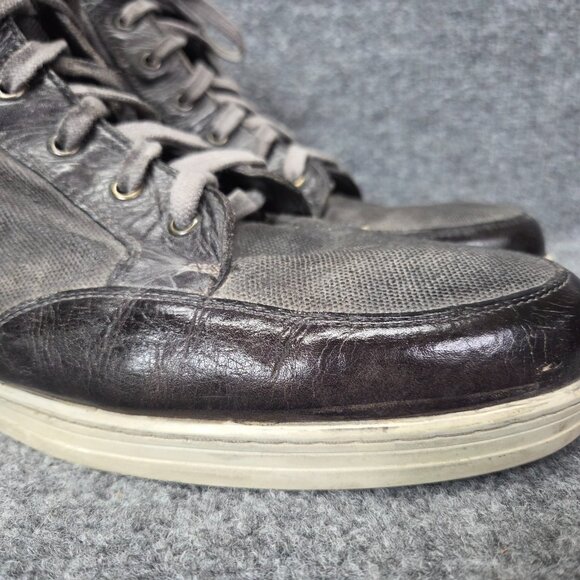Mens Bed Stu Marcus II Distressed Gray Leather Sneaker Shoes Hi Top Size 13 - Picture 2 of 16